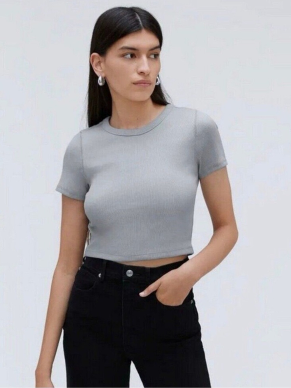 Everlane light blue/grey ribbed crop top